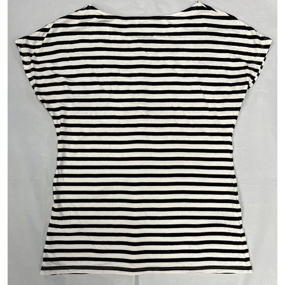 Cynthia Rowley T-Shirt Cap Sleeve Beaded  Embellishment Black & White Top Size S - Picture 4 of 5